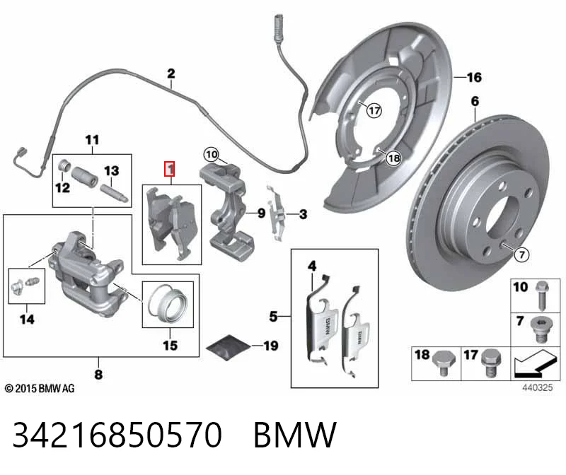 34216850570 BMW Okładziny (klocki) do hamulców tarczowych tylne