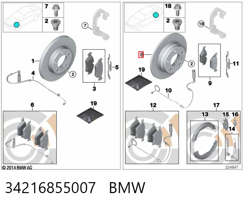 34216855007 BMW Tarcza hamulcowa tylna