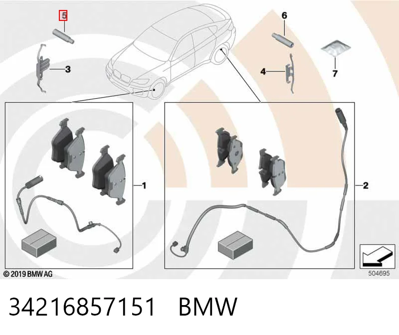 34216857151 BMW Zestaw sprężyn do mocowania tylnych klocków tarczowych