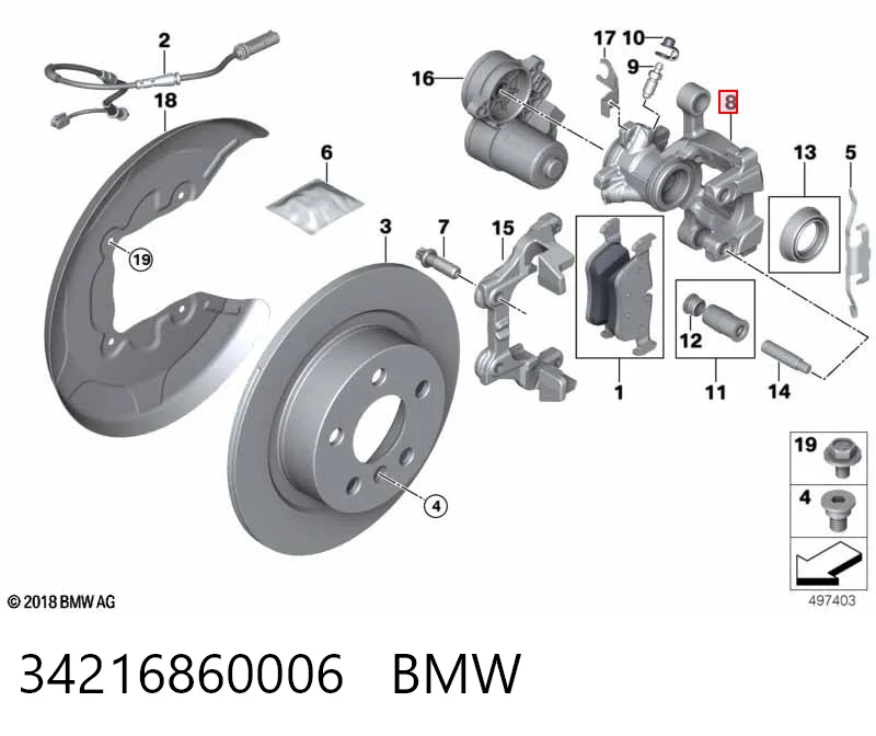 Do koszyka Zacisk hamulcowy tylny prawy Mini COUNTRYMAN  F60