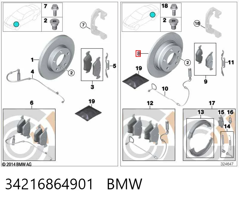 34216864901 BMW Tarcza hamulcowa tylna