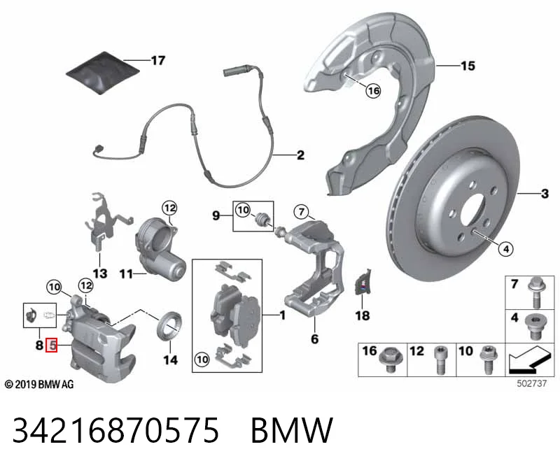 Do koszyka Zacisk hamulcowy tylny lewy BMW 7  G11, G12