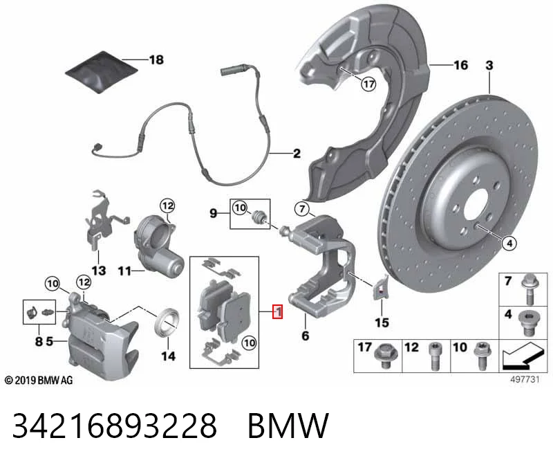 34216893228 BMW Okładziny (klocki) do hamulców tarczowych tylne
