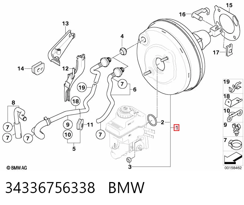 Do koszyka Wzmacniacz próżniowy hamulców BMW 7  F01, F02, F03, F04