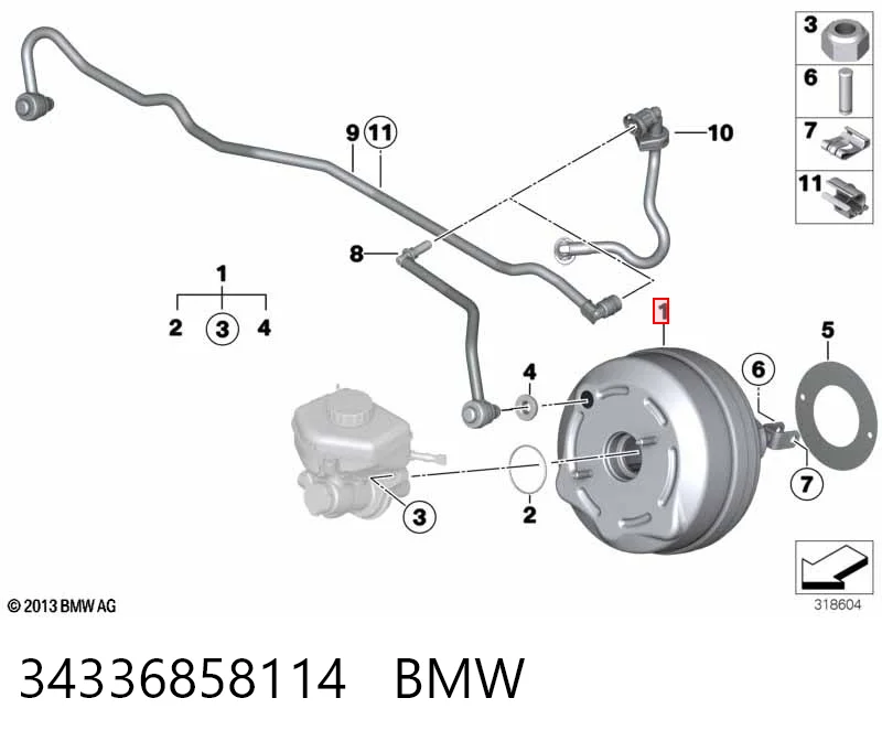 Wzmacniacz próżniowy hamulców do BMW 3  F30, F80