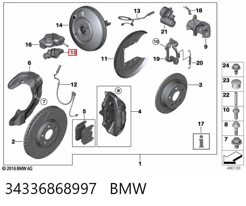 Główny cylinder hamulców BMW X1 SUV (F48) (2015 - 2022) cena, od 95,80 USD