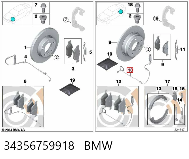 34356759918 BMW Czujnik zużycia klocków hamulcowych tylny