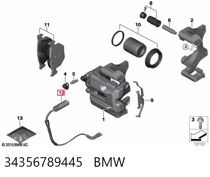 34356789445 BMW Czujnik zużycia klocków hamulcowych tylny