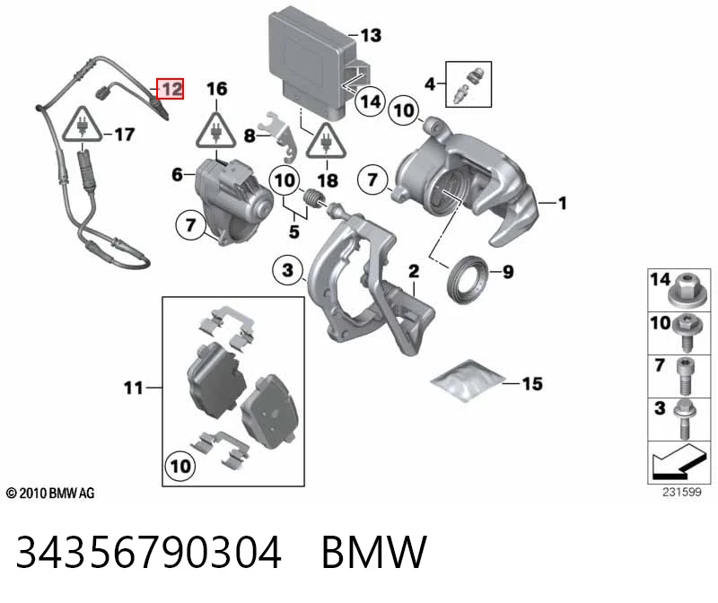 34356790304 BMW Czujnik zużycia klocków hamulcowych tylny