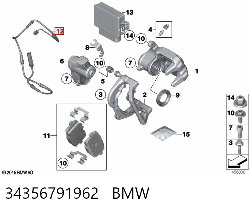 34356791962 BMW Czujnik zużycia klocków hamulcowych tylny