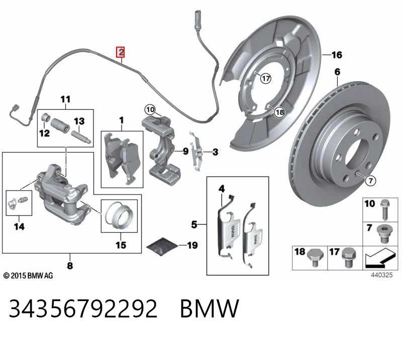 34356792292 BMW Czujnik zużycia klocków hamulcowych tylny