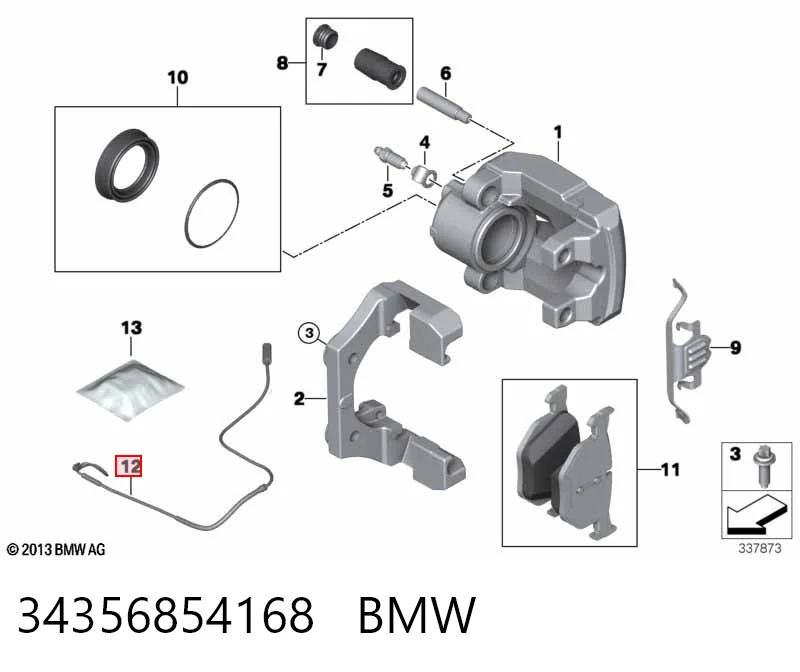 34356854168 BMW Czujnik zużycia klocków hamulcowych tylny