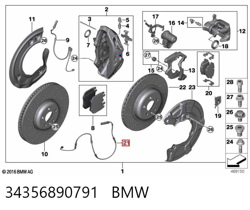 34356890791 BMW Czujnik zużycia klocków hamulcowych tylny