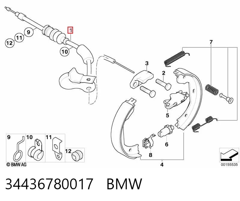 34436780017 BMW Linka hamulca ręcznego tylna prawa