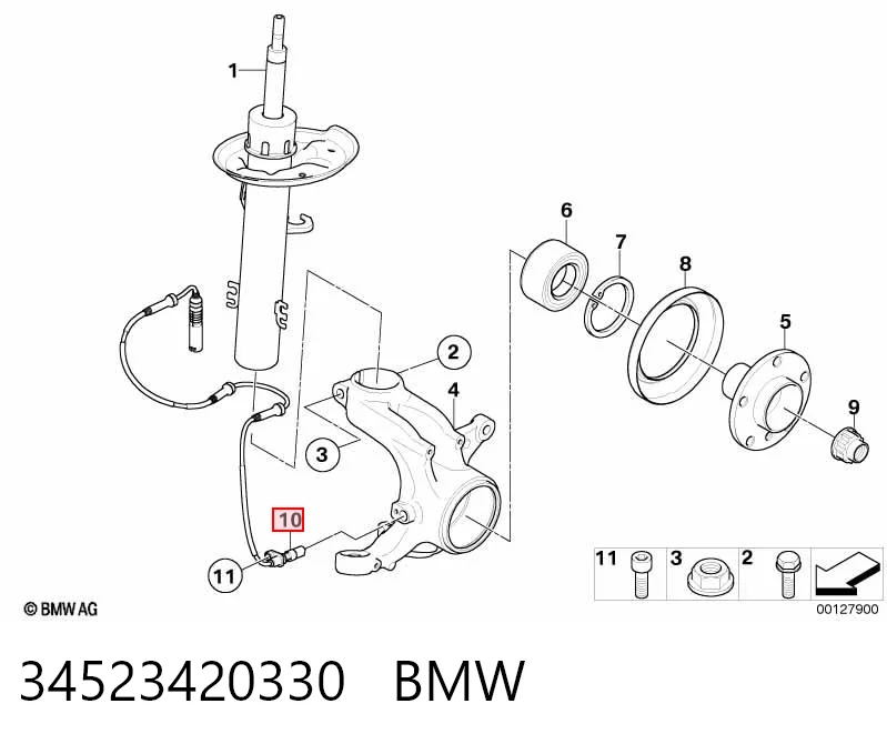 34523420330 BMW Czujnik ABS przedni