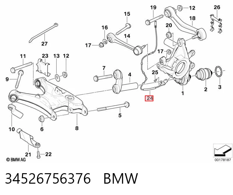 34526756376 BMW Czujnik ABS tylny