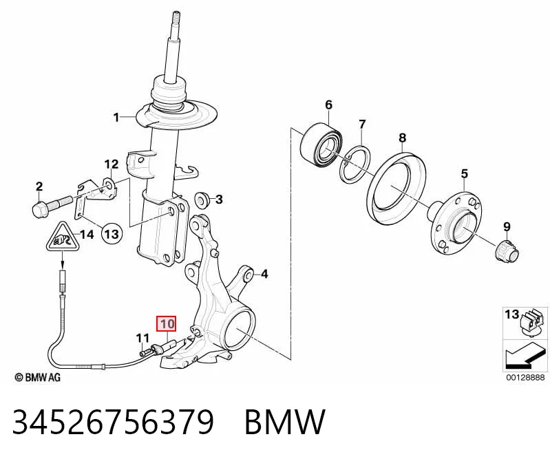 34526756379 BMW Czujnik ABS przedni