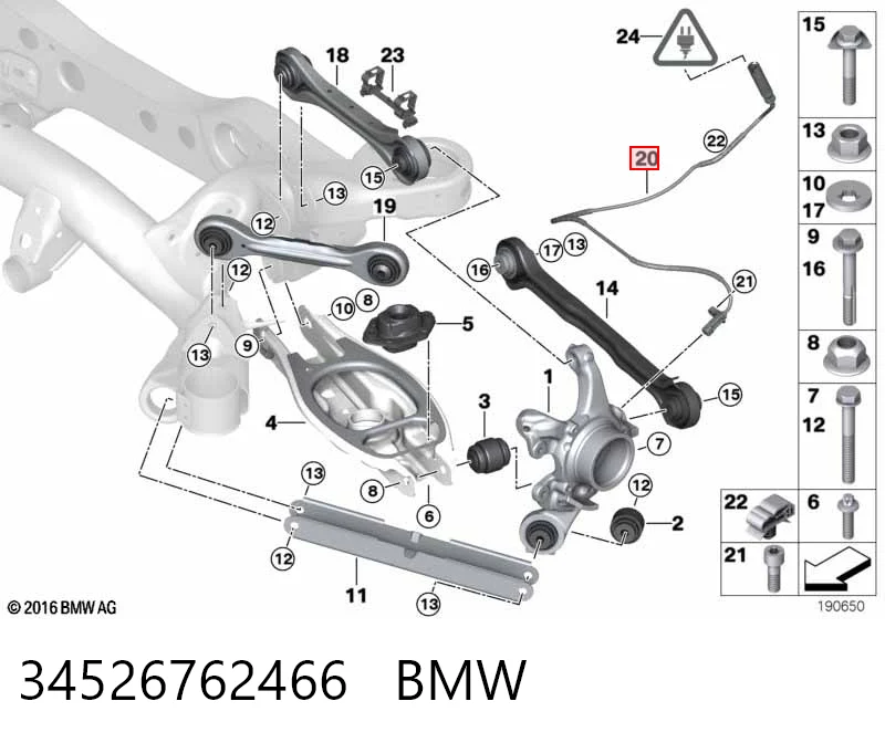 34526762466 BMW Czujnik ABS tylny