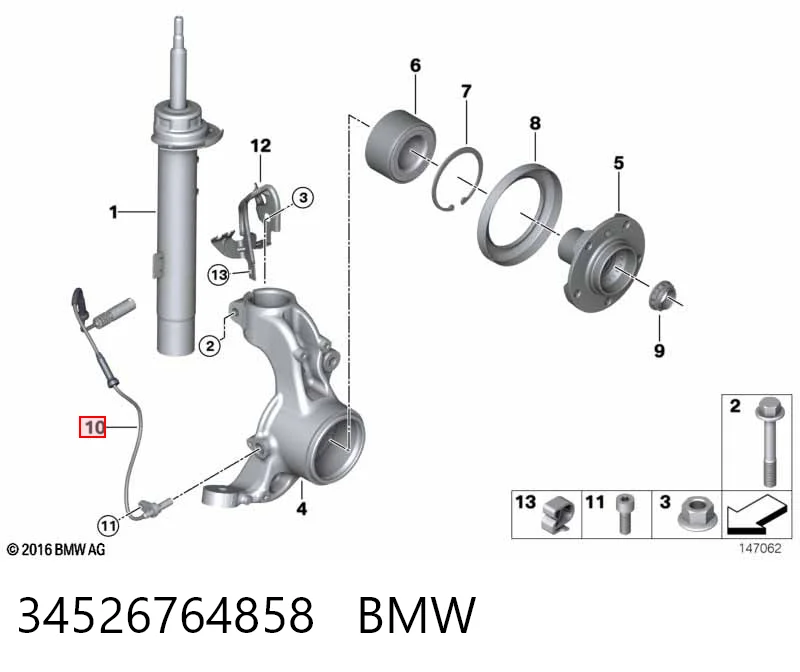 34526764858 BMW Czujnik ABS przedni