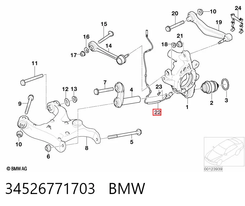 34526771703 BMW Czujnik ABS tylny