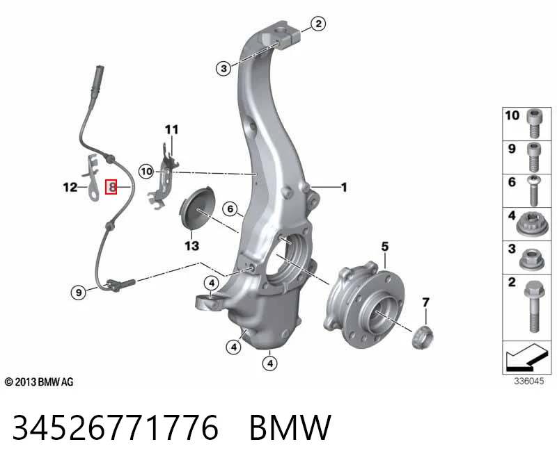 34526771776 BMW Czujnik ABS przedni
