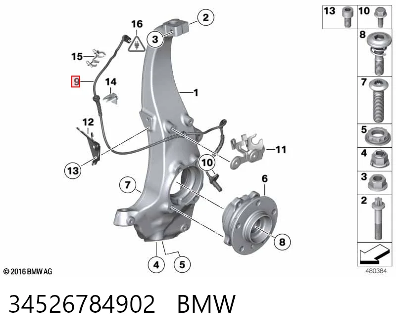 34526784902 BMW Czujnik ABS przedni
