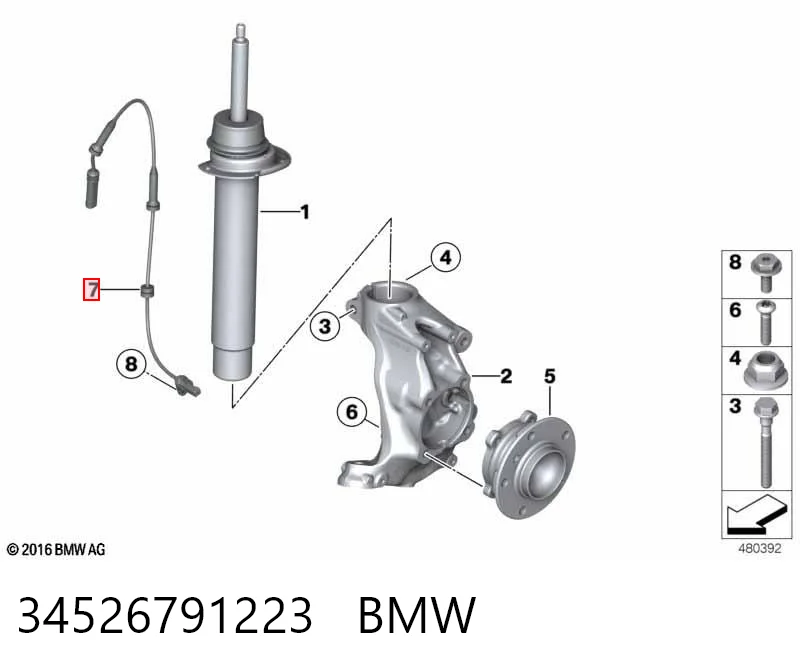 34526791223 BMW Czujnik ABS przedni