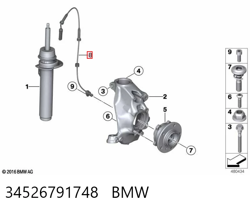34526791748 BMW Czujnik ABS przedni