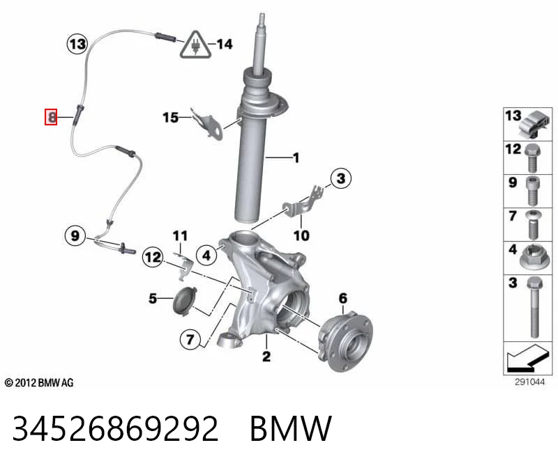 34526869292 BMW Czujnik ABS przedni