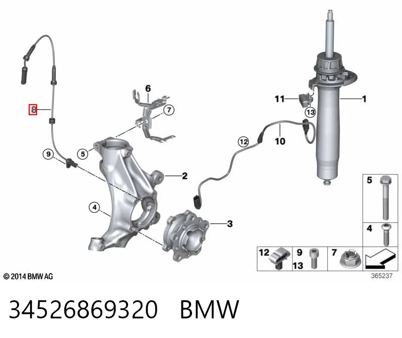 34526869320 BMW Czujnik ABS przedni