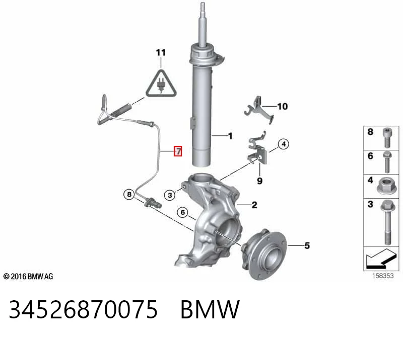 34526870075 BMW Czujnik ABS przedni