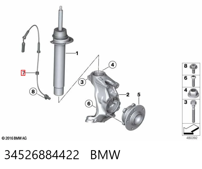 34526884422 BMW Czujnik ABS przedni