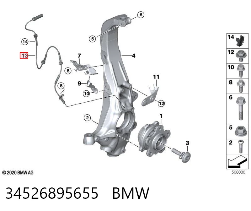 34526895655 BMW Czujnik ABS przedni
