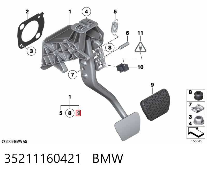 35211160421 BMW Nakładka na pedał hamulca