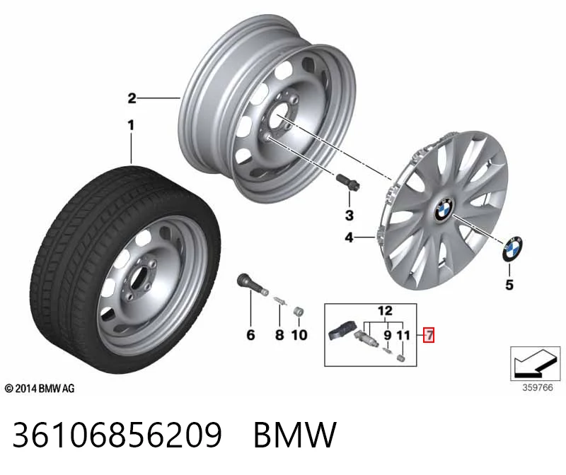 36106856209 BMW Czujnik ciśnienia w oponach
