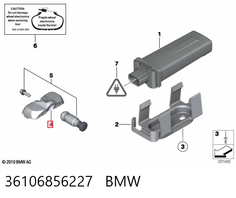 36106856227 BMW Czujnik ciśnienia w oponach