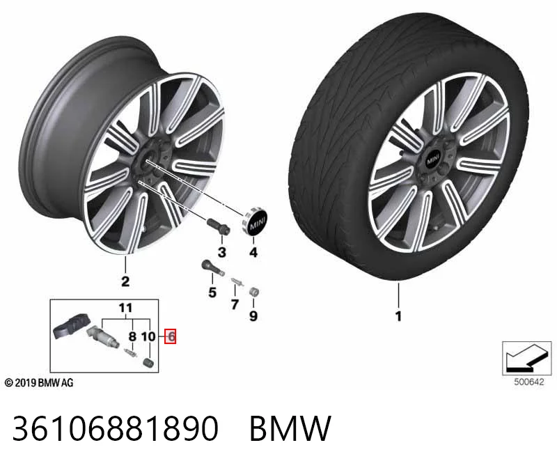 36106881890 BMW Czujnik ciśnienia w oponach