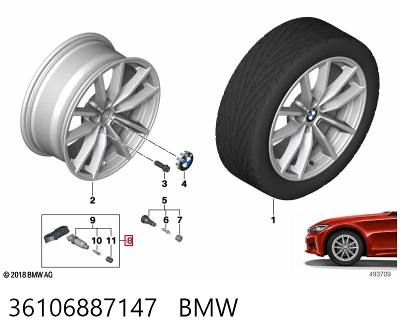 36106887147 BMW Czujnik ciśnienia w oponach