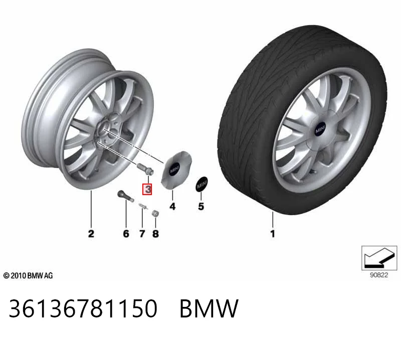 36136781150 BMW Śruba koła