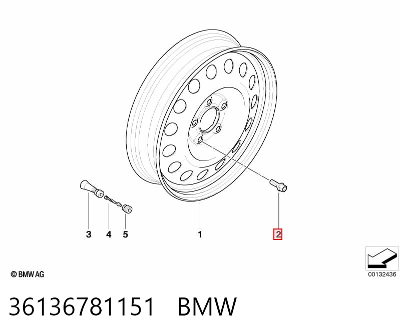 36136781151 BMW Śruba koła