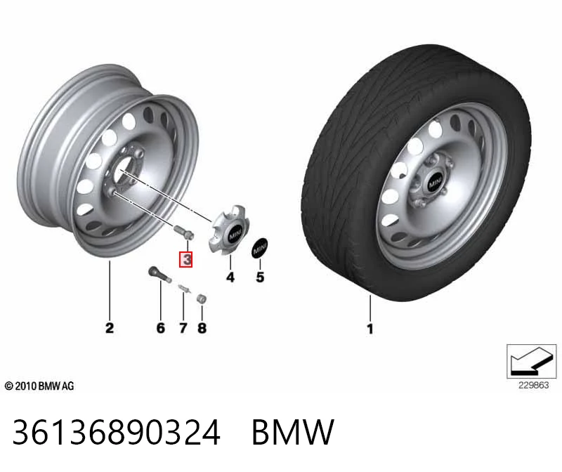 36136890324 BMW Śruba koła