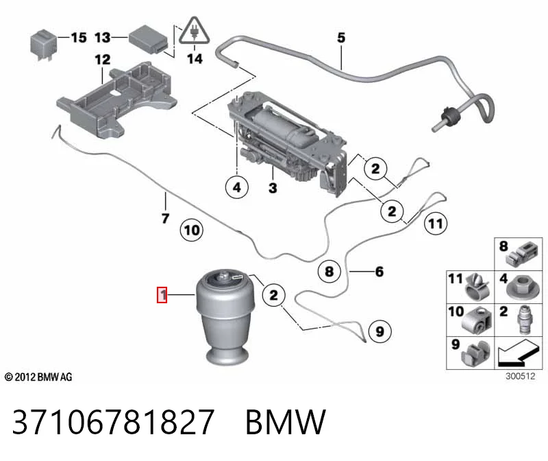37106781827 BMW Poduszka pneumatyczna (resor pneumatyczny) mostu tylnego