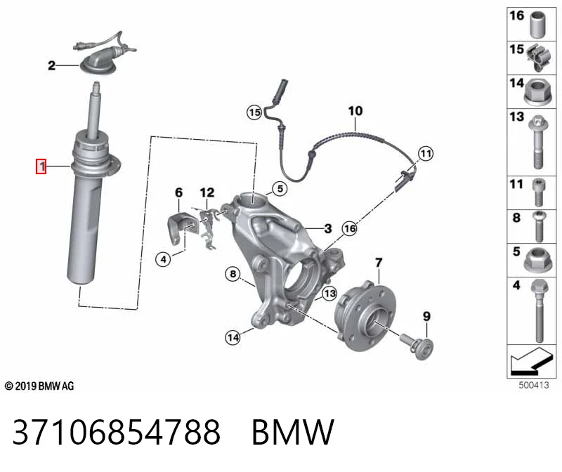 37106854788 BMW Amortyzator przedni prawy