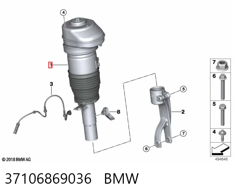 Amortyzator przedni prawy do BMW X7  G07