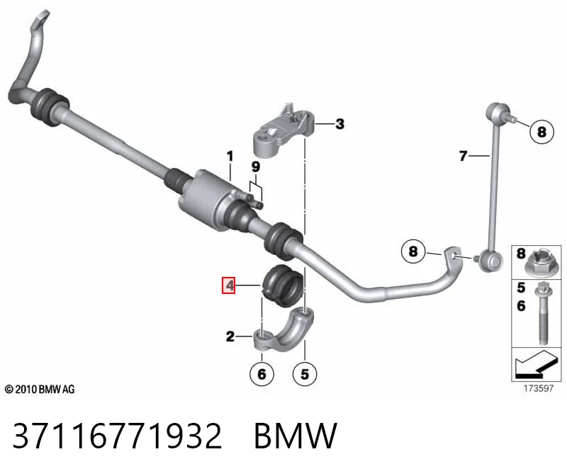 37116771932 BMW Tuleja stabilizatora przedniego