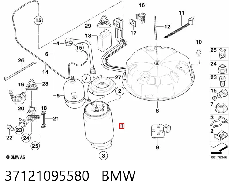 37121095580 BMW Poduszka pneumatyczna (resor pneumatyczny) mostu tylnego
