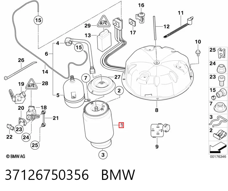 37126750356 BMW Poduszka pneumatyczna (resor pneumatyczny) mostu tylnego