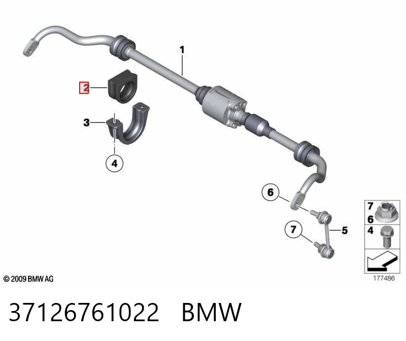 37126761022 BMW Tuleja stabilizatora przedniego