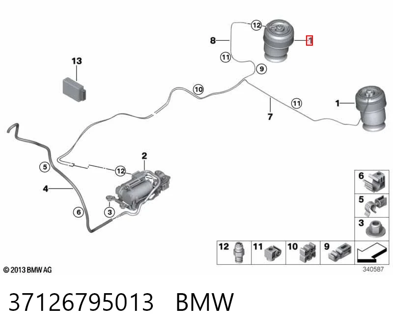 37126795013 BMW Poduszka pneumatyczna (resor pneumatyczny) mostu tylnego