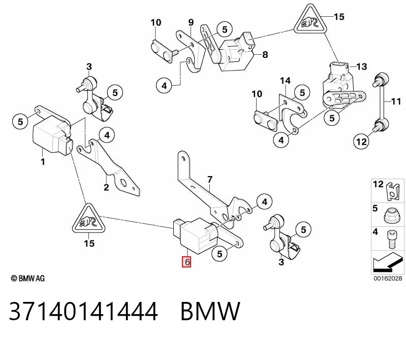 37140141444 BMW Czujnik położenia pojazdu przedni prawy